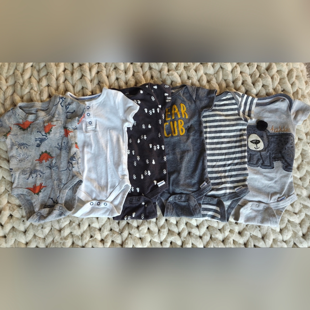 6 Onesies - Carters, Cloud Island, & Gerber